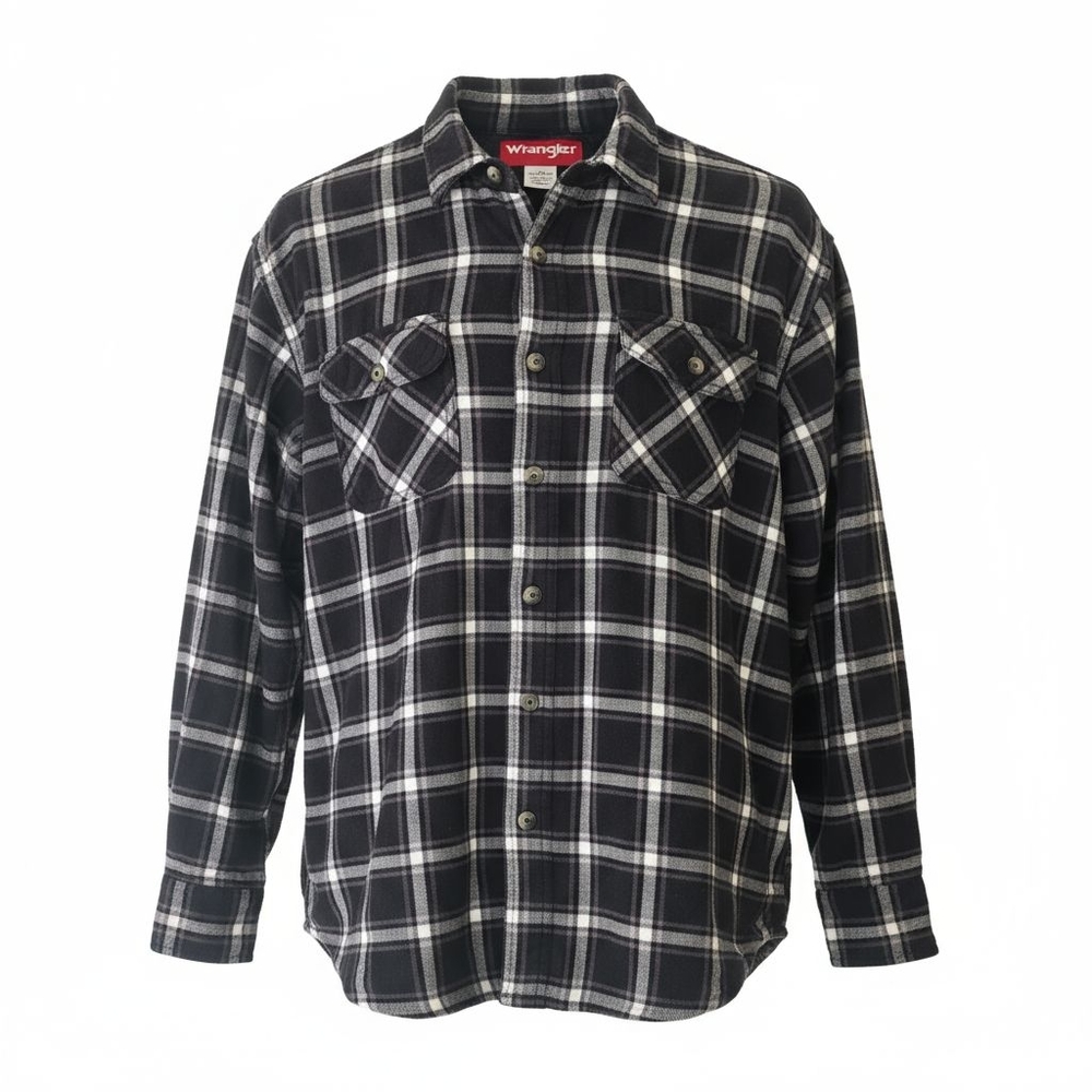 Wrangler Insulated Flannel Button-Up Shacket Plaid Large Workwear Outdoor Grunge